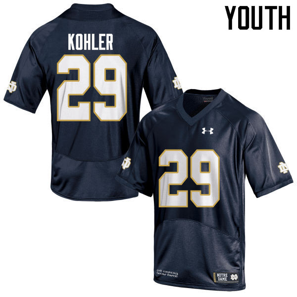 Youth #29 Sam Kohler Notre Dame Fighting Irish College Football Jerseys-Navy Blue